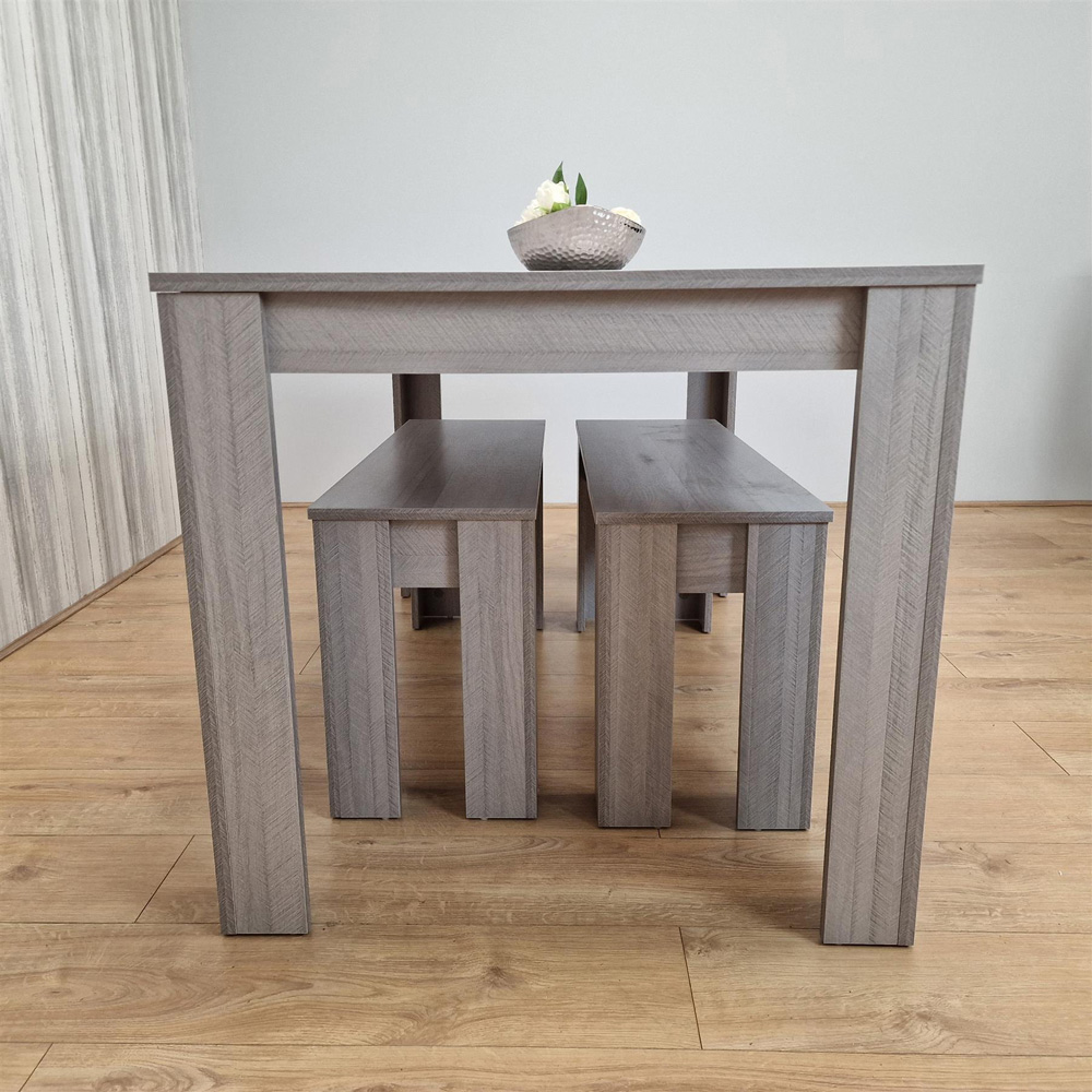 Portland 4 Seater Wooden Dining Bench Set Grey Image 6