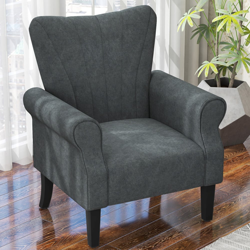 HOMCOM Modern Upholstered Accent Armchair with High Back Image 1
