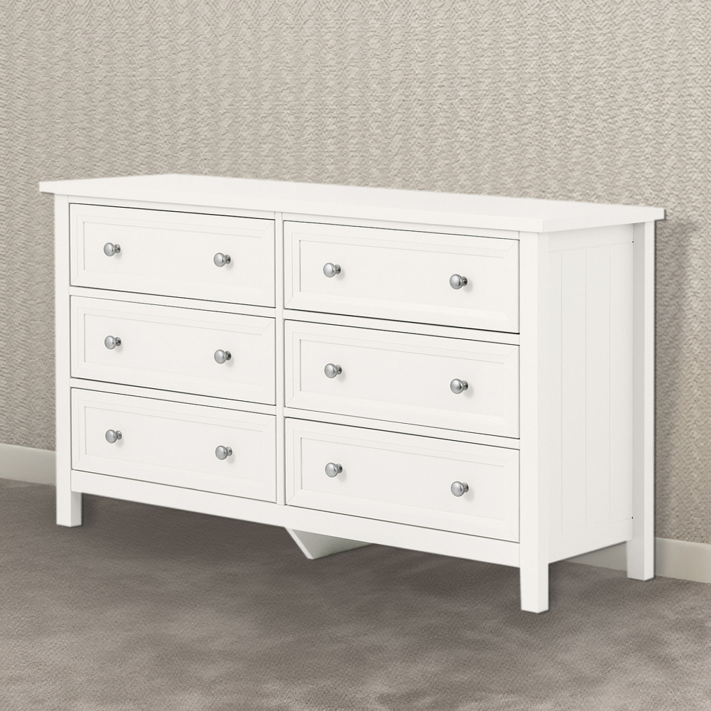 Julian Bowen Maine 6 Drawer Surf White Wide Chest of Drawers Image 1