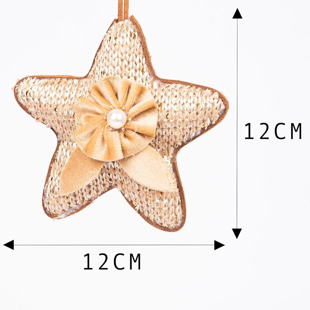 Shatchi Gold Jute Star Hanging Christmas Decoration Image 4