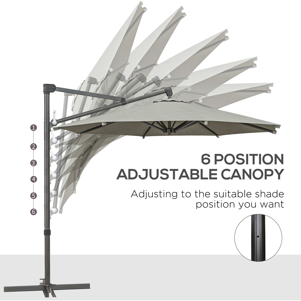 Outsunny Beige Crank and Tilt Cantilever Banana Parasol with Cross Base 3m Image 5