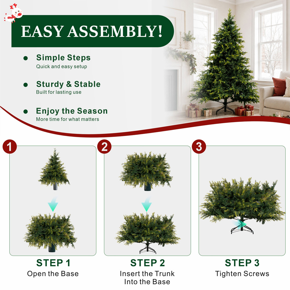 Abrihome Green Artificial Christmas Tree with 1250 Mixed Tips 7ft Image 5