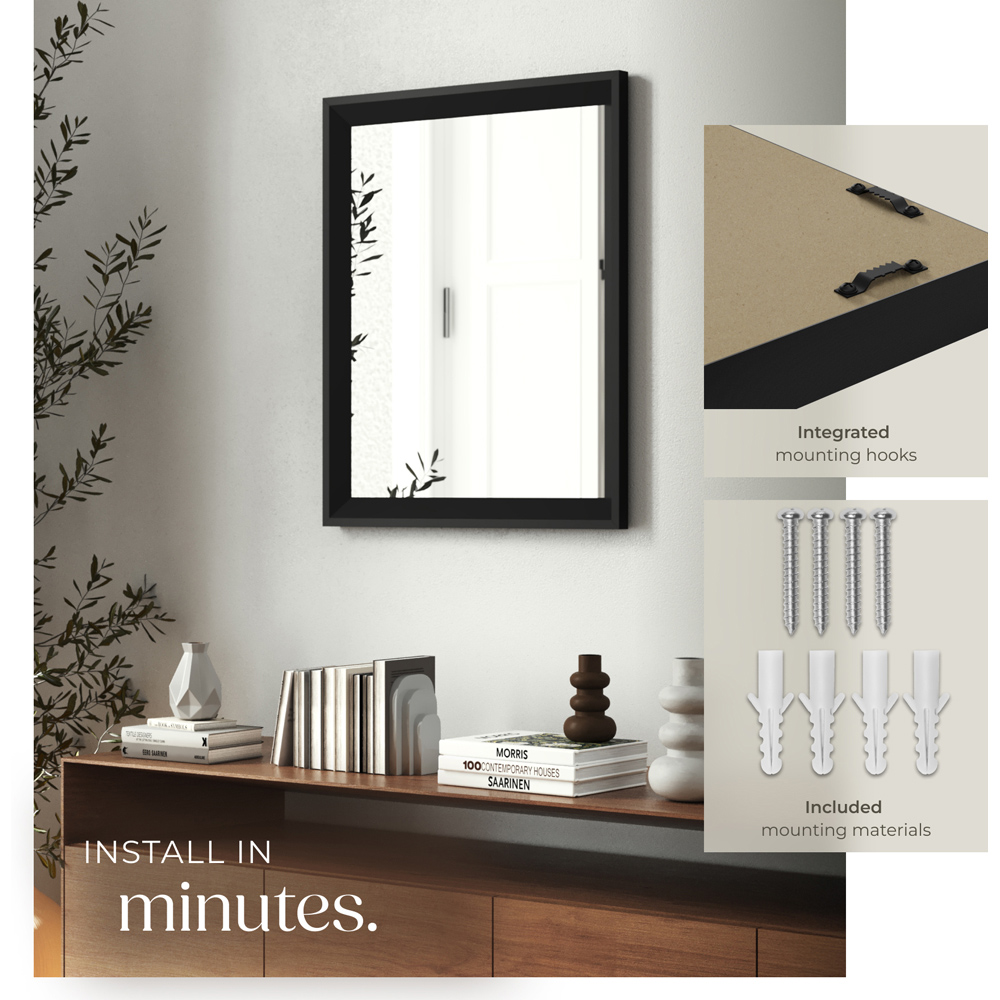 tectake Elina Black Rectangular Wall Mounted Mirror 50.8 x 40.6cm Image 4