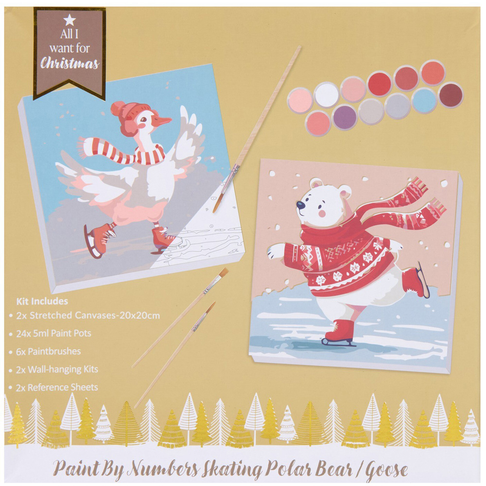 Skating Goose and Polar Bear Paint By Numbers Kit Image 2