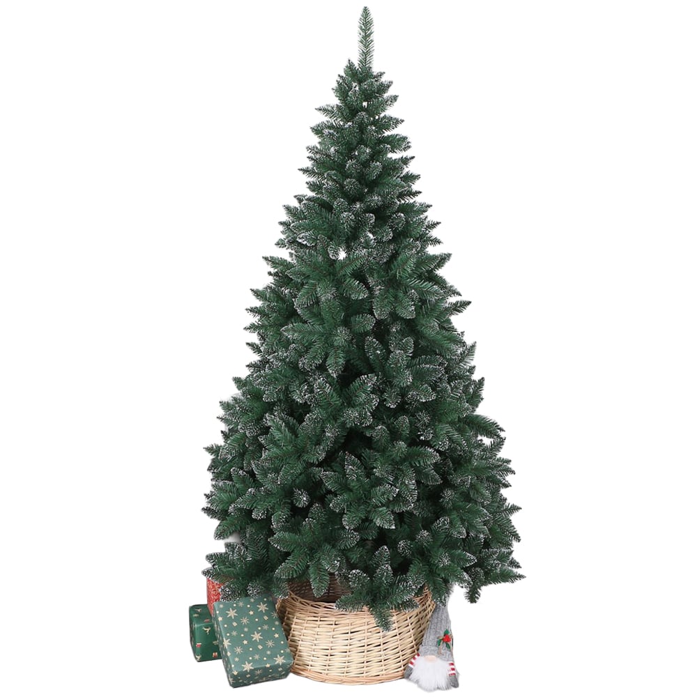 6ft Glitter Tip Fir Christmas Tree Green Image 1