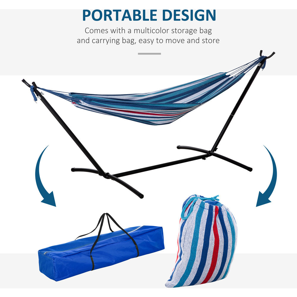 Outsunny Multicolour Stripe Hammock with Stand Image 6