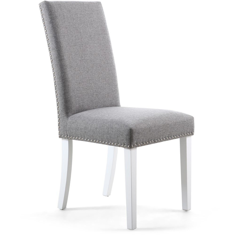 Randall Set of 2 Grey and White Linen Effect Dining Chair Image 3