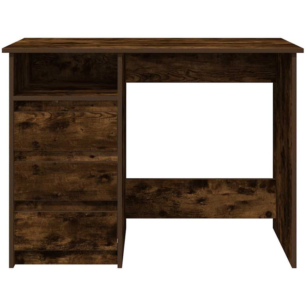 vidaXL 3 Drawer Single Shelf Computer Desk Smoked Oak Image 3