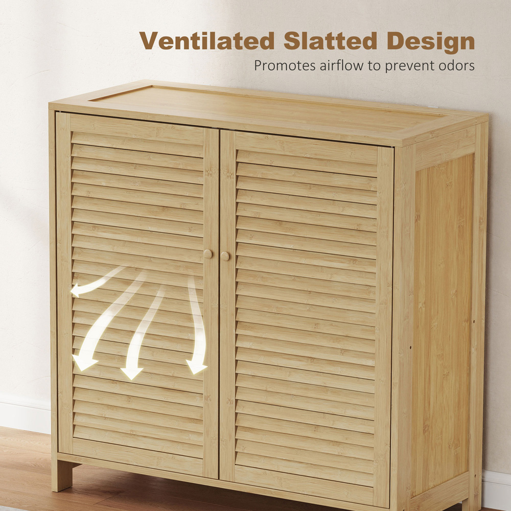 Portland 2 Door Natural Bamboo Louvred Shoe Cabinet  Image 5