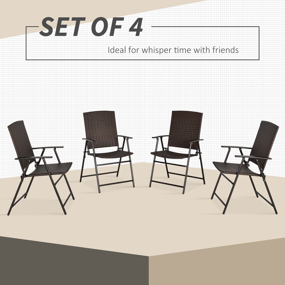 Outsunny Set of 4 Rattan Wicker Foldable Garden Chair Image 5