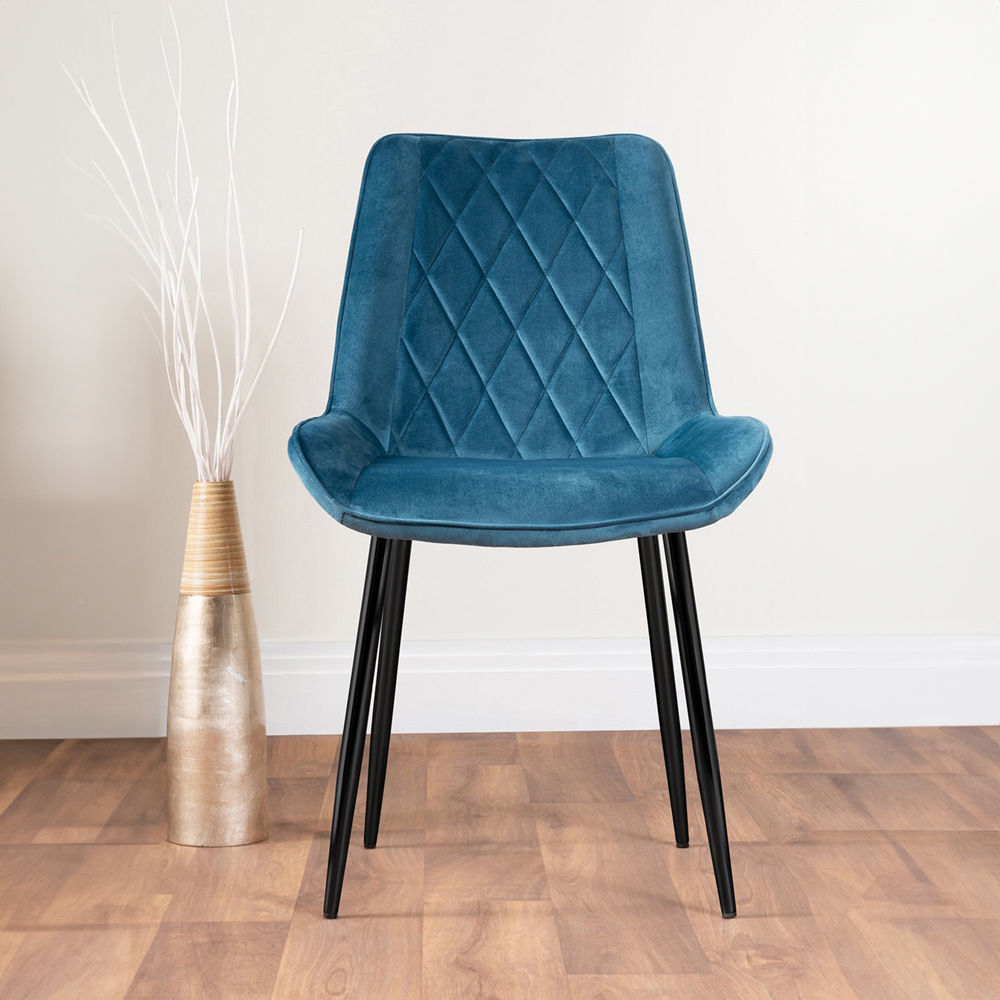 Furniturebox Arona Cesano 6 Seater Round Dining Set Blue and Black Image 3