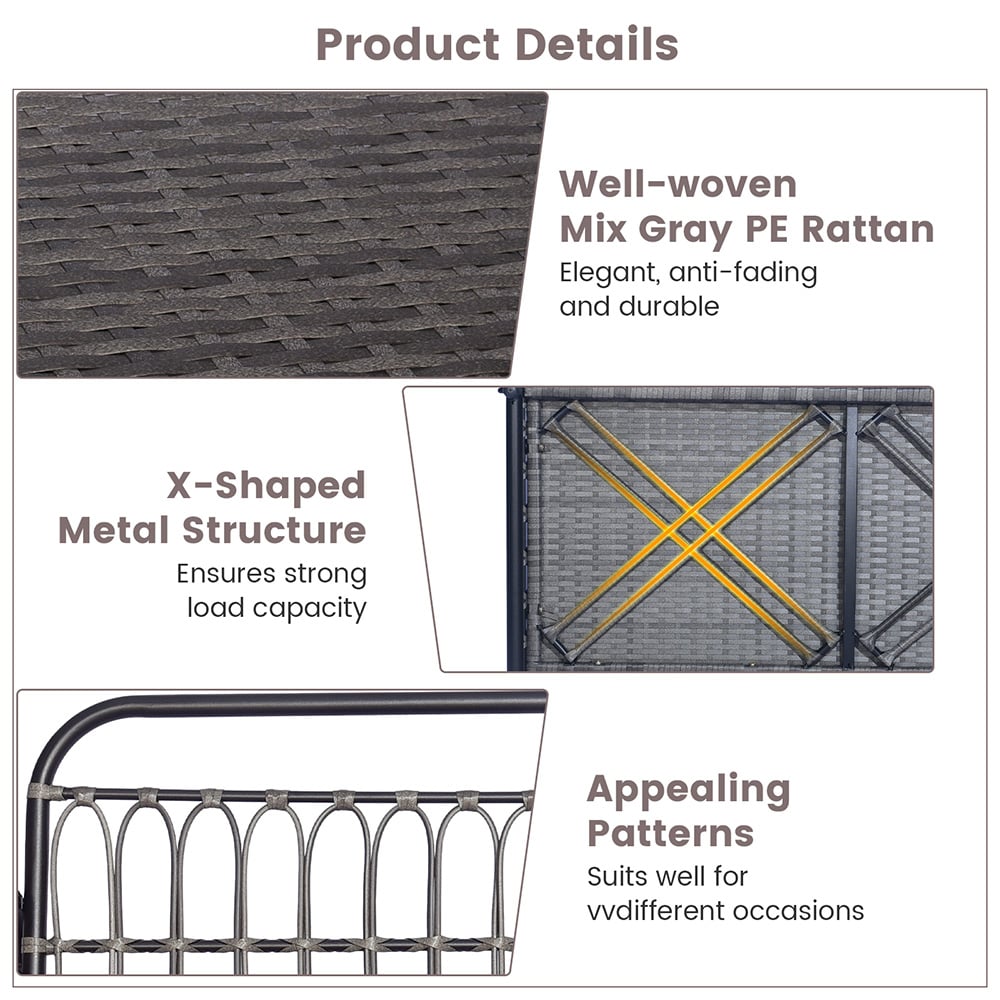 Costway 2 Seater Off White Wicker Garden Swing Chair Image 6