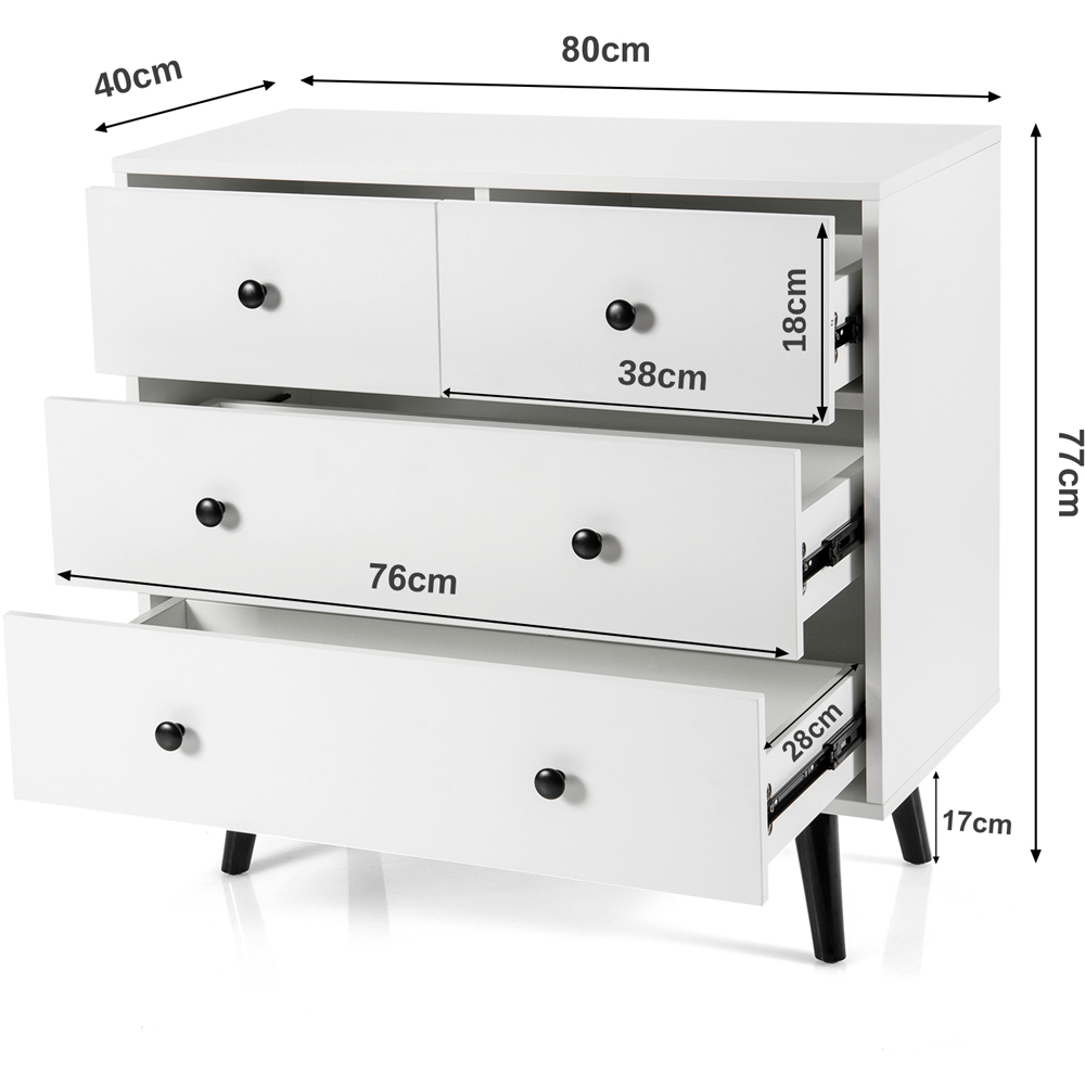 Costway 4 Drawer White Chest of Drawers Image 7