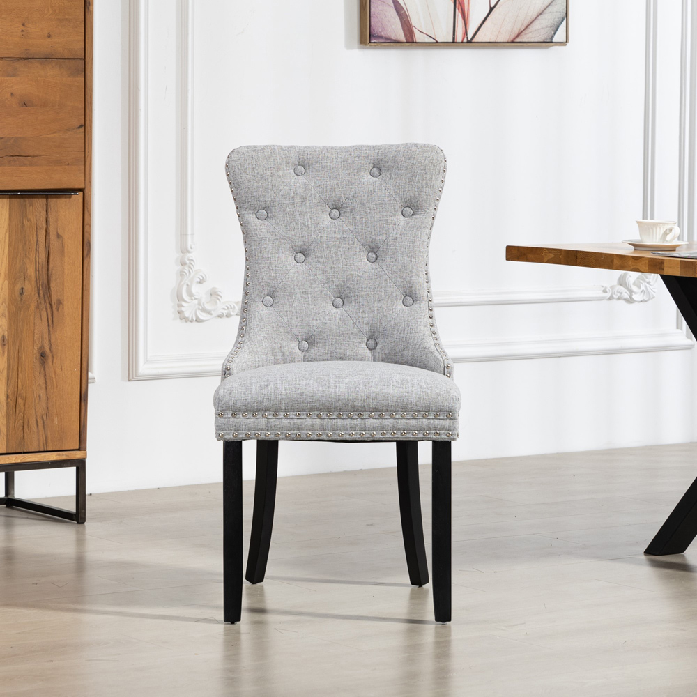 Artemis Home Rivara Set of 2 Light Grey Fabric Dining Chair Image 2