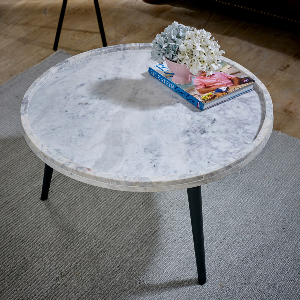 Brooklyn Opal White Marble Top Round Coffee Table Image 6