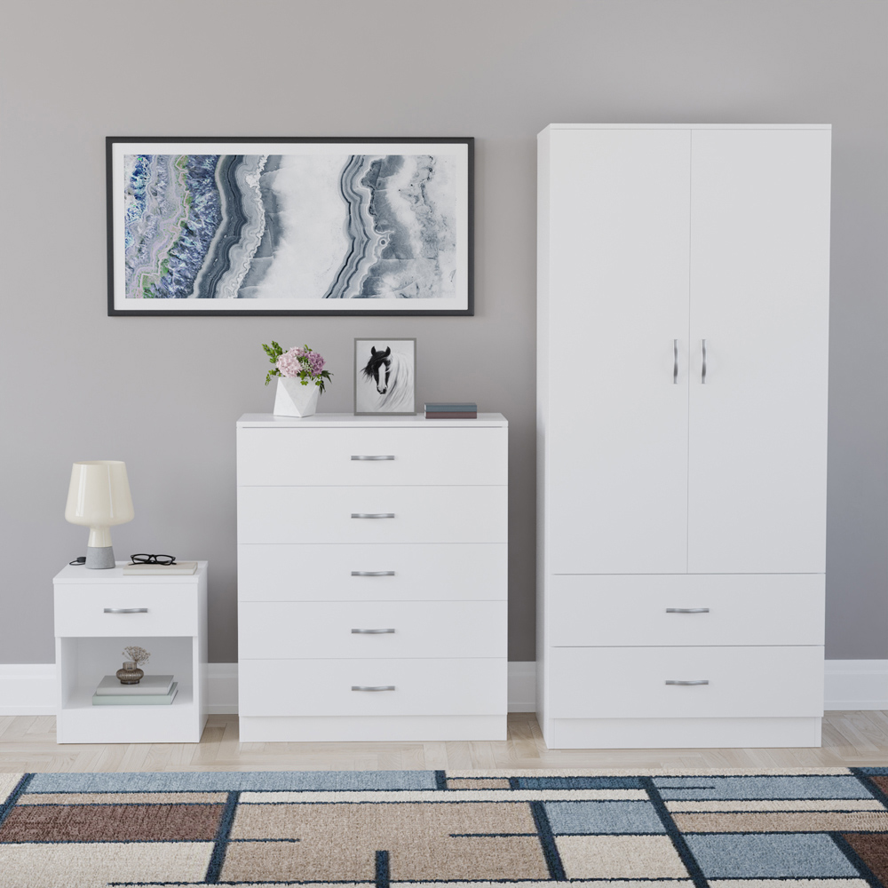 VIDA DESIGNS Riano White 3 Piece Bedroom Furniture Set Image 2