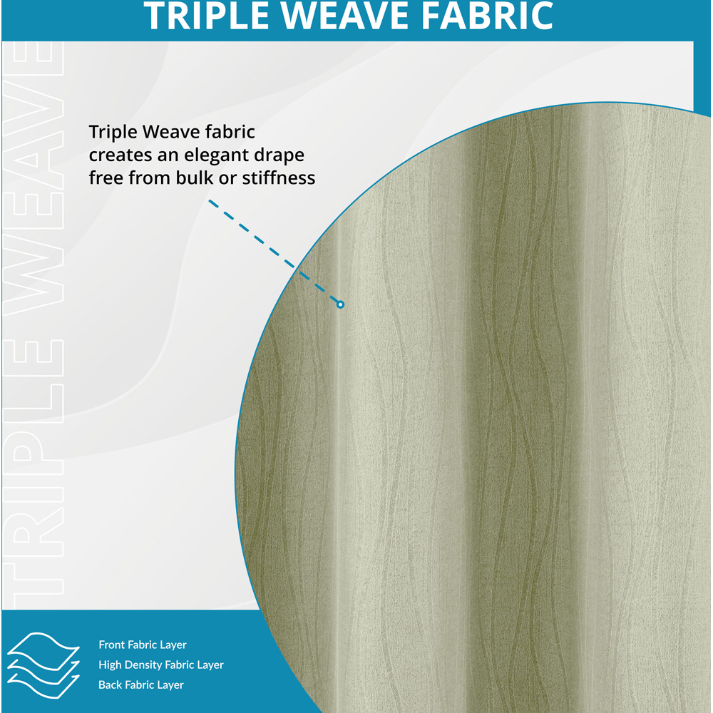Enhanced Living Goodwood Green Embossed Wave Thermal Eyelet Curtain 168 x 229cm Image 5