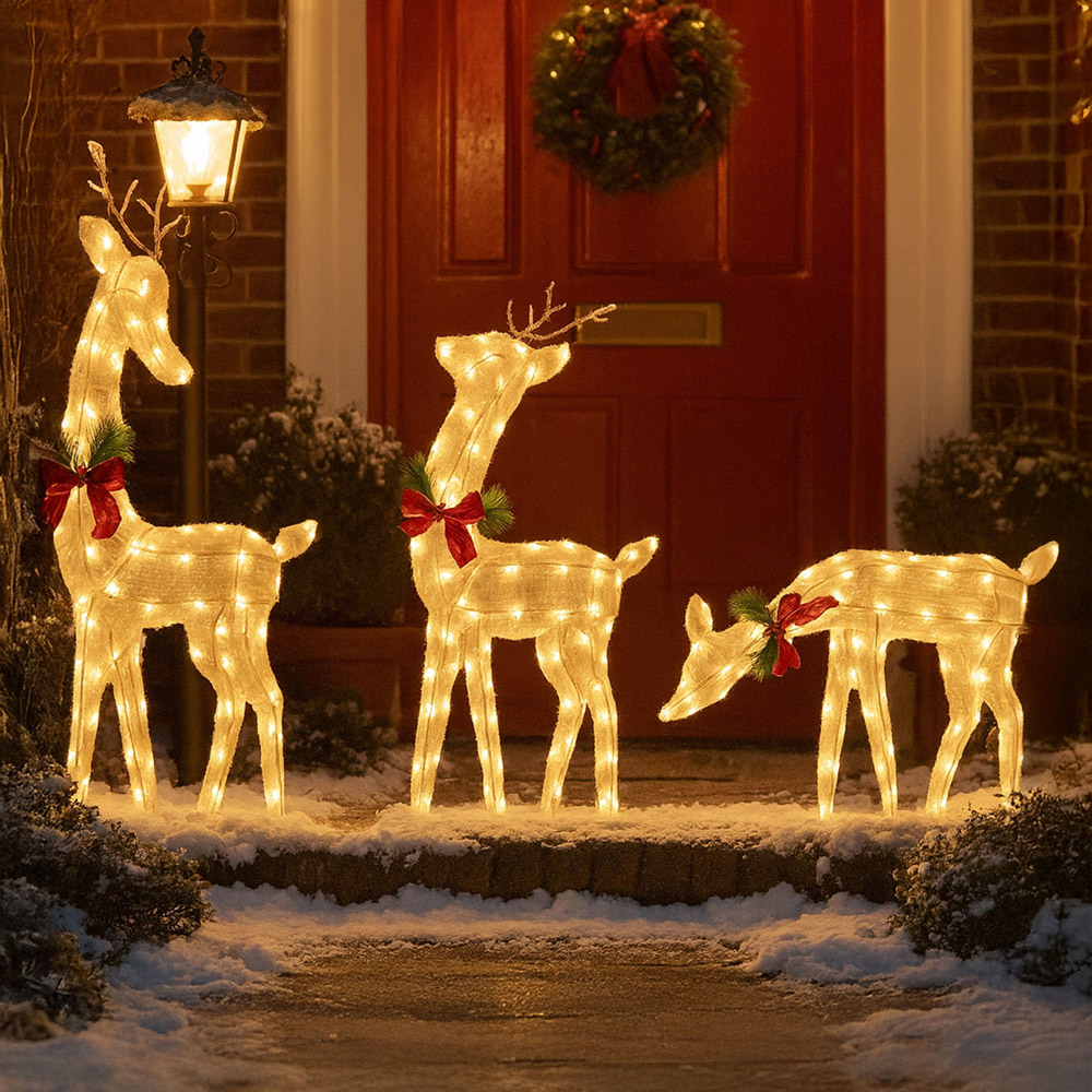 Neo 3 Piece 210 Dual LED Lighted Reindeer Christmas Decoration Image 1
