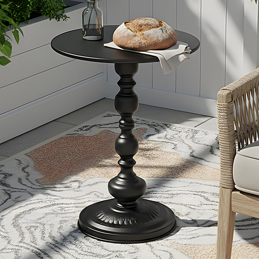 Living and Home Black Vintage Round Side Table Image 1