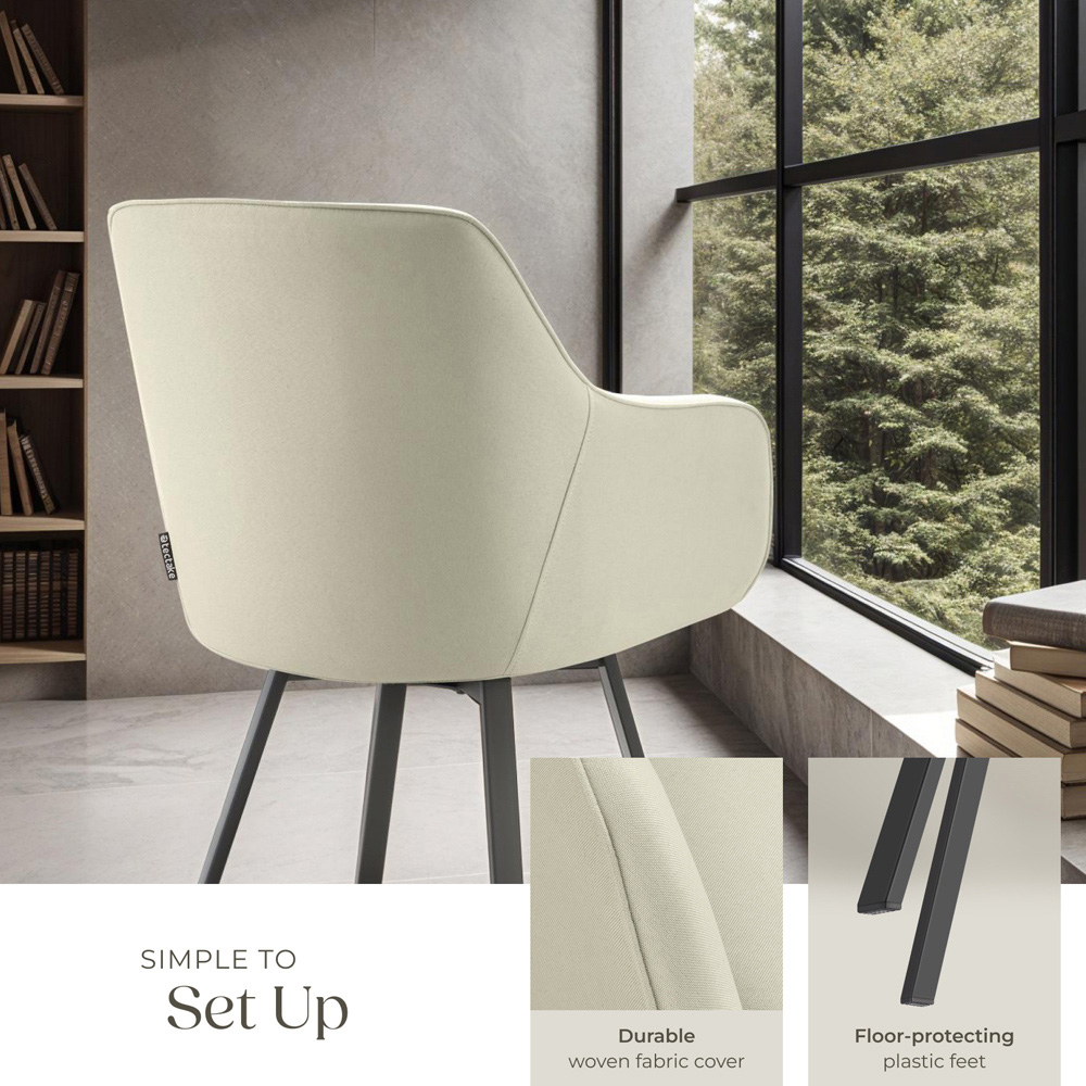 tectake Alicon Set of 6 Greige Woven Fabric Swivel Dining Chair Image 4