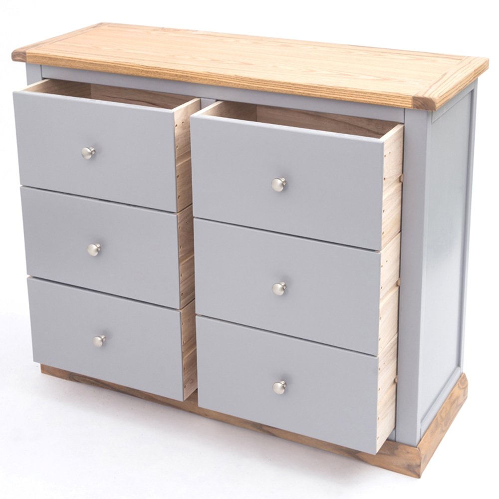 Cabinet Bits Biccari 6 Drawer Grey Chrome Knob Chest of Drawers Image 5
