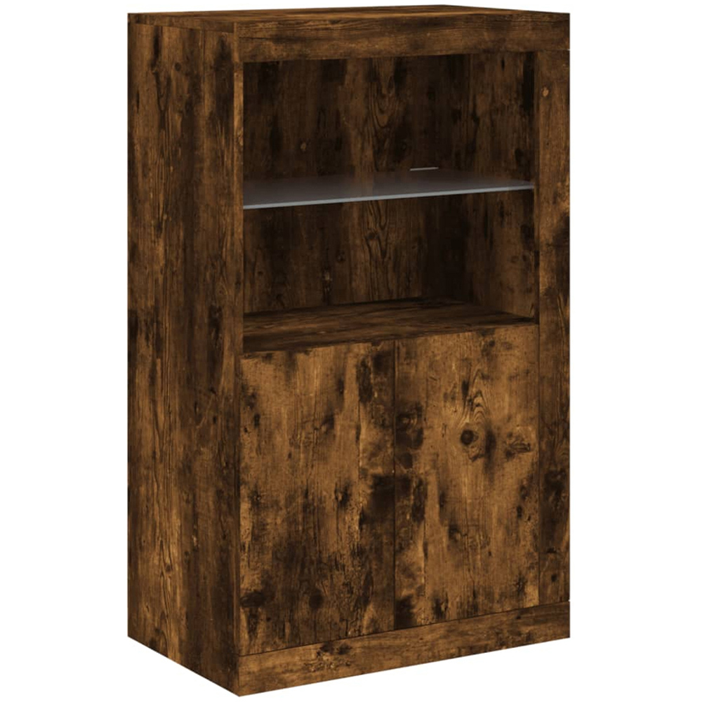 vidaXL 4 Door 8 Shelf Smoked Oak LED Sideboard 3 Piece Image 7