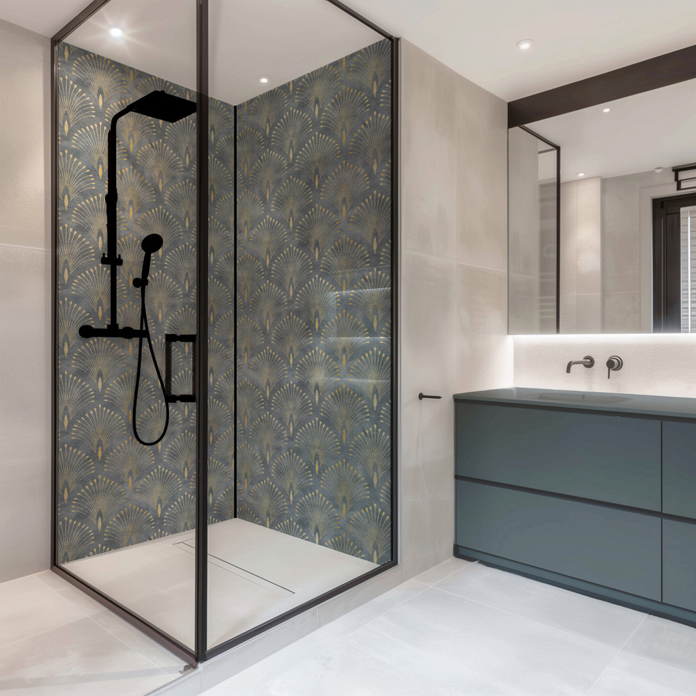 Splashbax Premium Artisan Art Deco Peacock Acrylic Bathroom Wall Panel 2400 x 1200mm Image 4