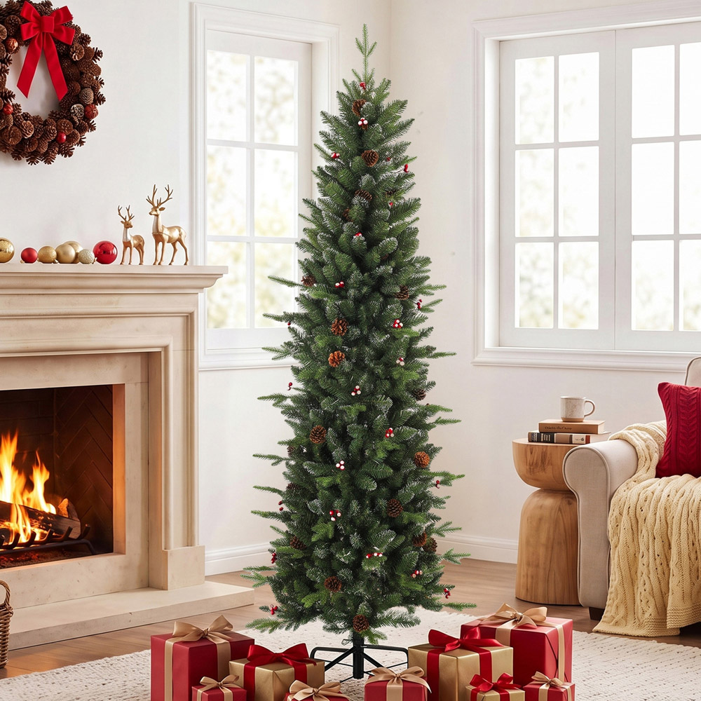 HOMCOM Green Slim Gracious Pine Artificial Christmas Tree with 688 Branch Tips Image 6