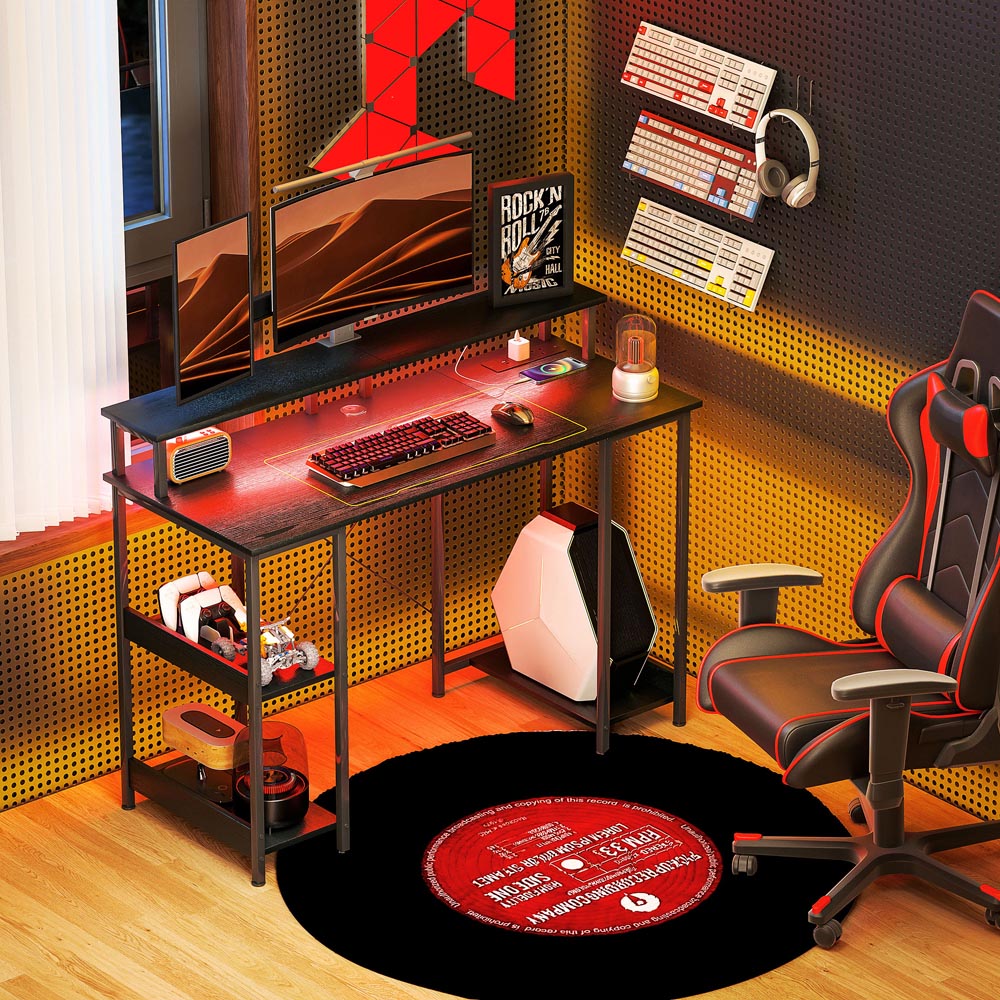 HOMCOM Black Reversible Computer Desk with Storage Image 3