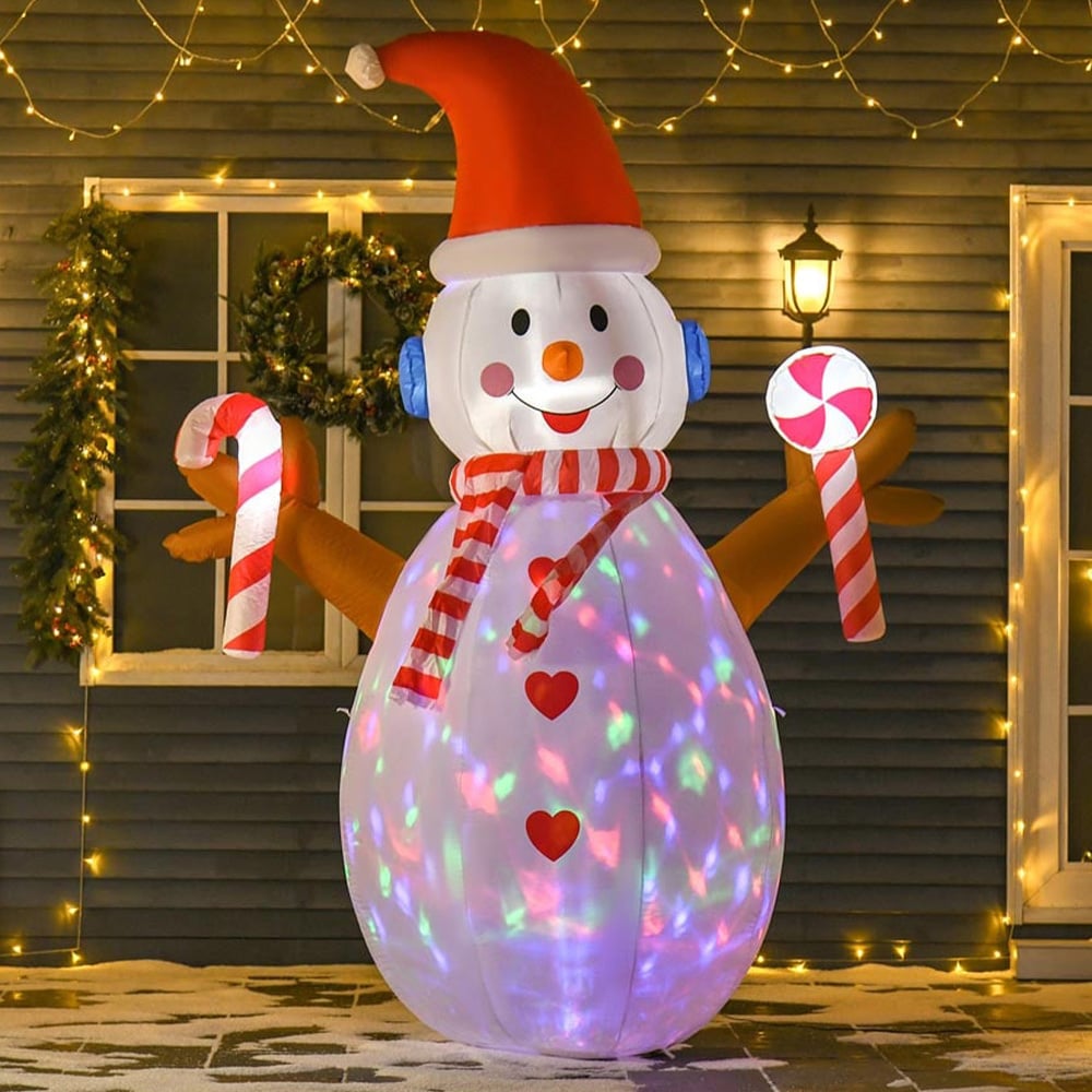 Everglow LED Inflatable Christmas Snowman with Candy Canes Decoration 7.8ft Image 1