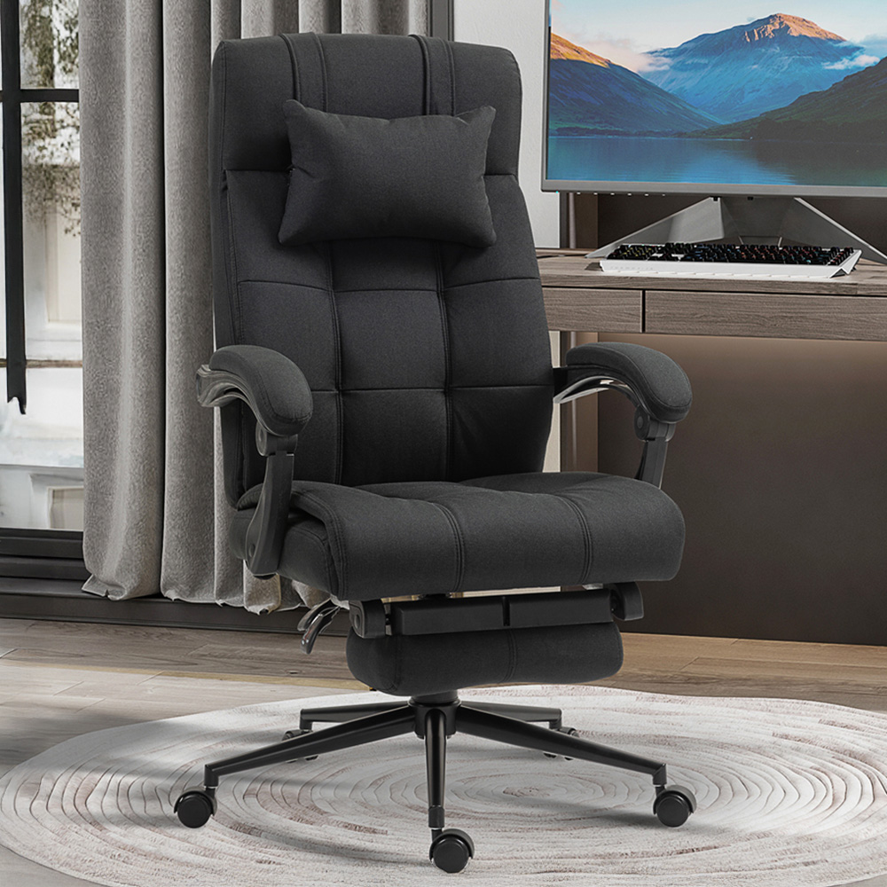 Portland Black Height Adjustable Office Chair with Wheels and Footrest Image 1