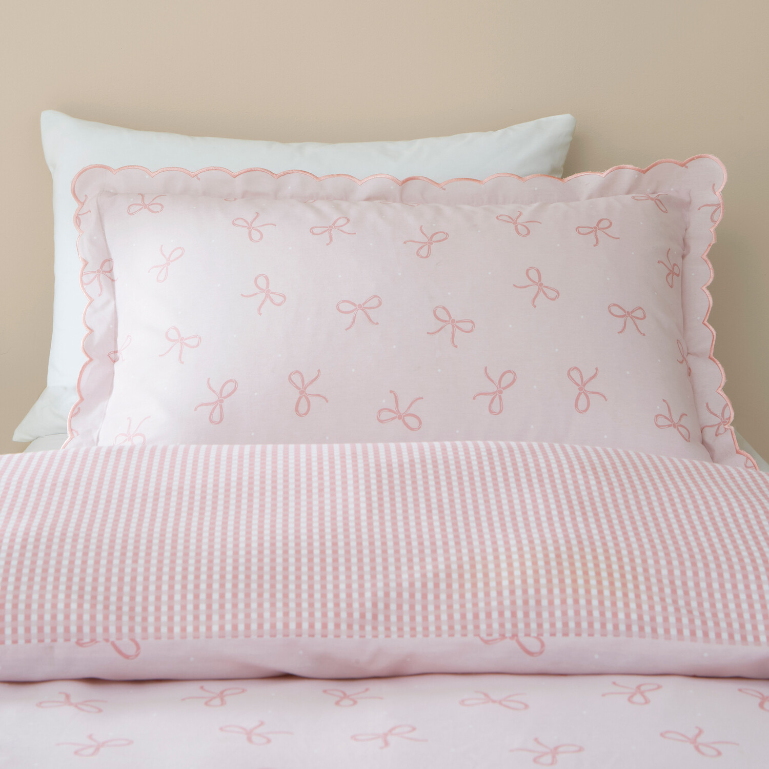 Florence Bows Duvet Cover and Pillowcase Set Pink Double Image 3