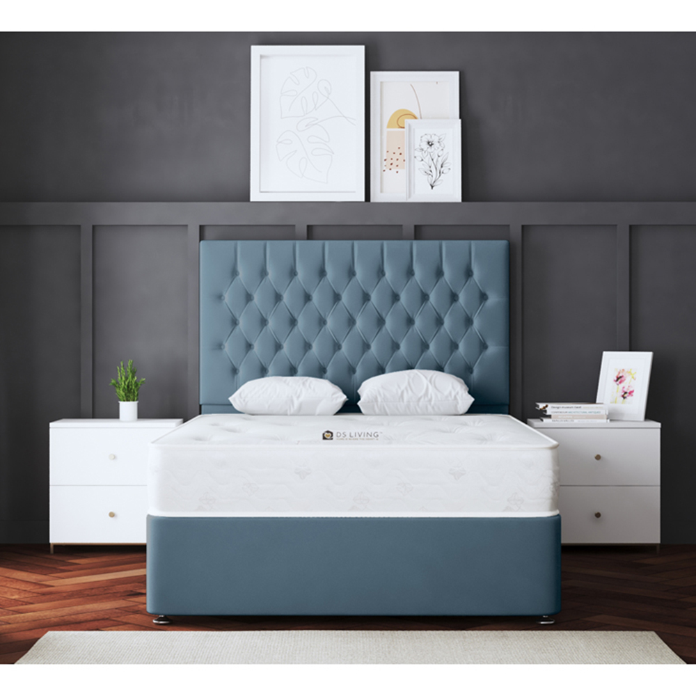 DS Living Seraphine Super King Size Blue Upholstered Panel Divan Bed Image 4