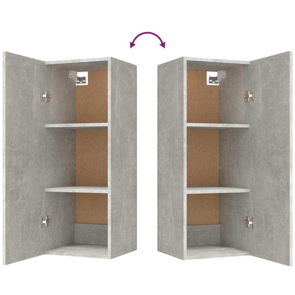 vidaXL Single Door Concrete Grey Wall Cabinet with Gold Handle Image 8