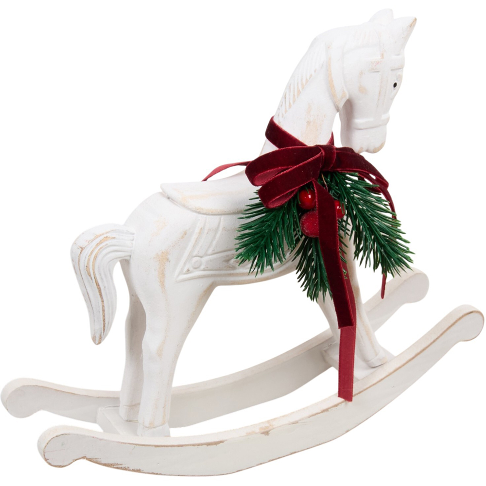 Wooden Decorative Rocking Horse White Image 4