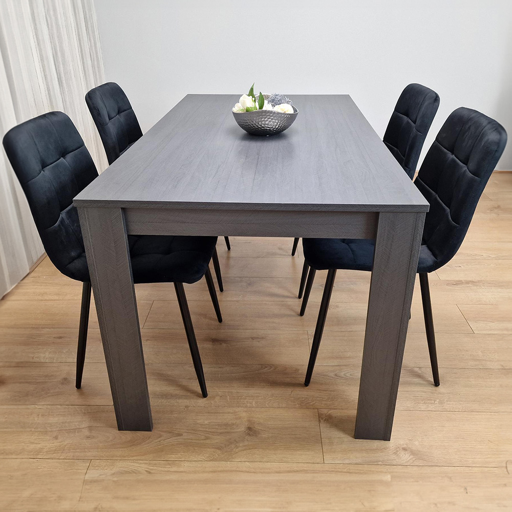 Portland 4 Seater Dining Set Dark Grey and Black Image 1