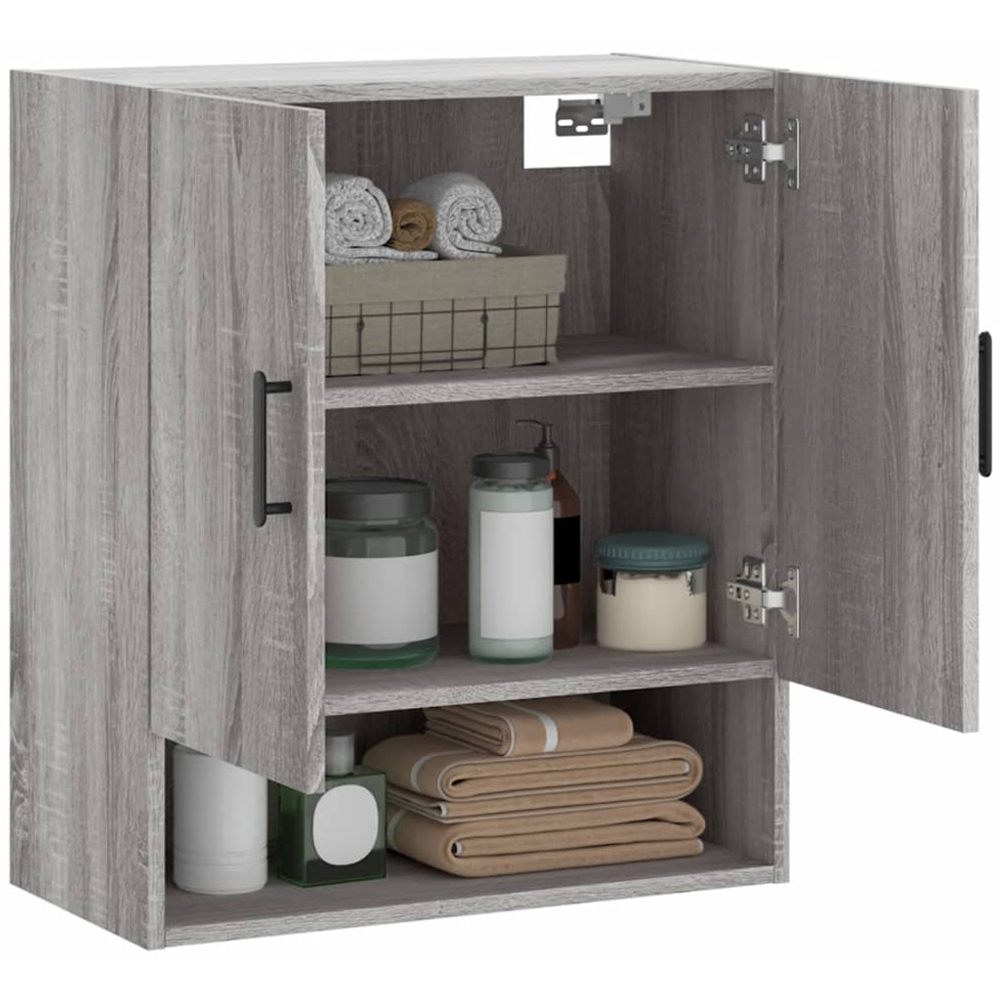 vidaXL 2 Door Single Shelf Grey Sonoma Oak Wall Cabinet Image 4