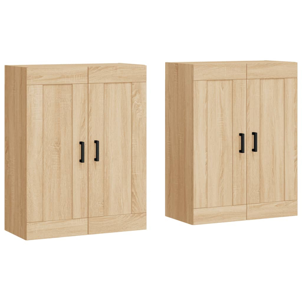 vidaXL 2 Door Smoked Oak Wall Mounted Storage Cabinet 2 Pack Image 2