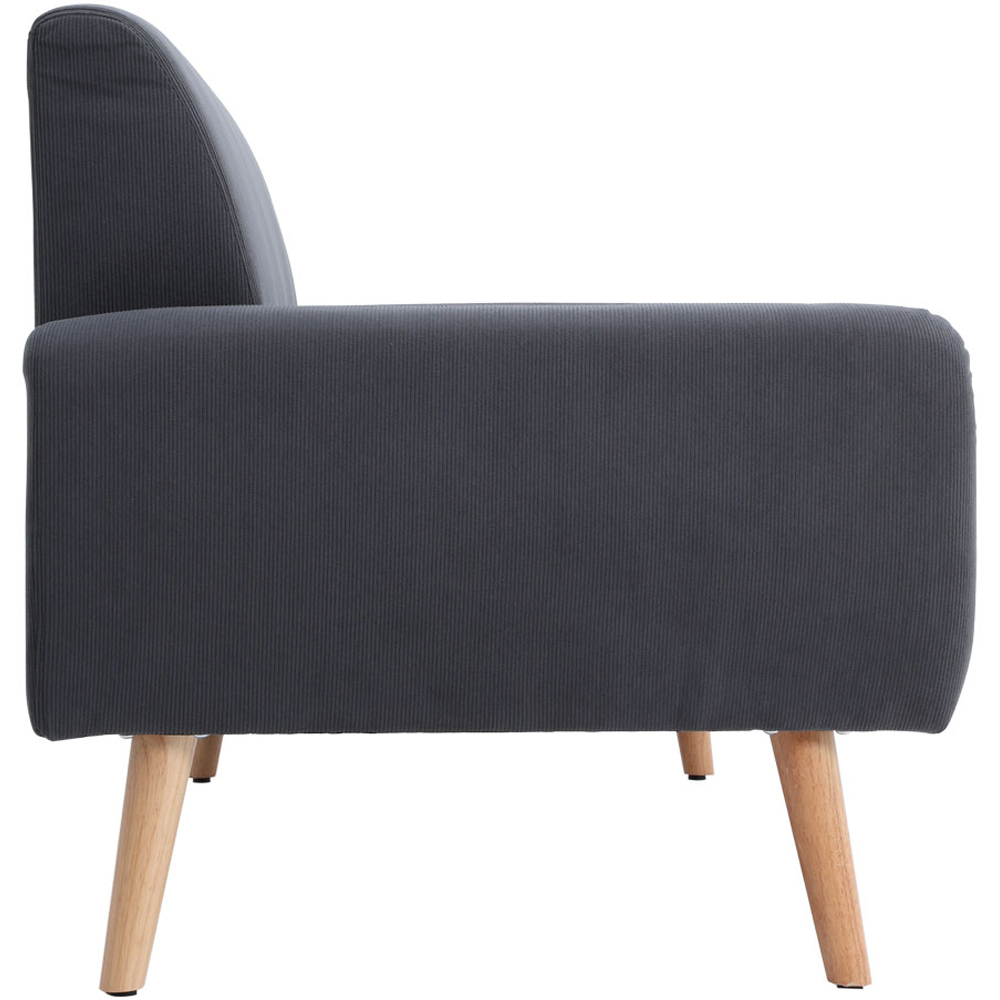 Living and Home 2 Seater Grey Corduroy Loveseat Sofa Image 4