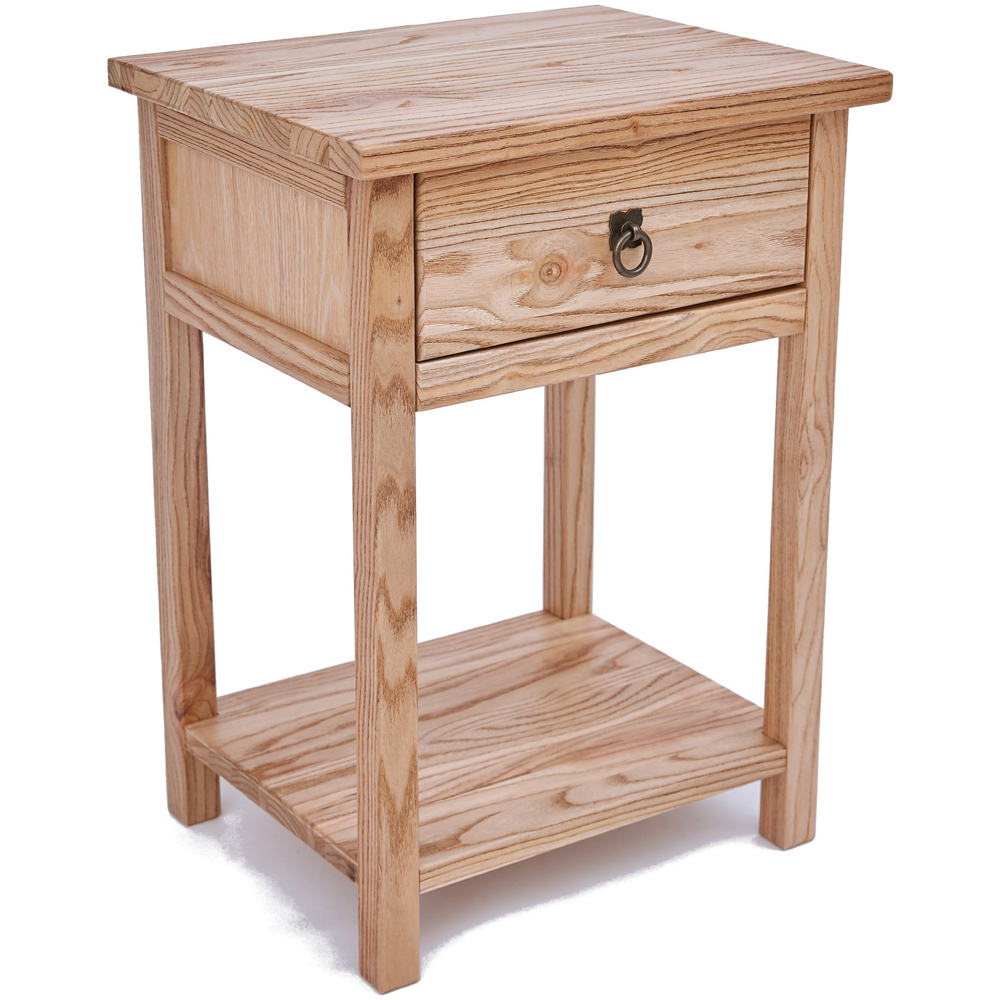 Montese Single Drawer Light Wood Bedside Table with Ring Handle Image 4