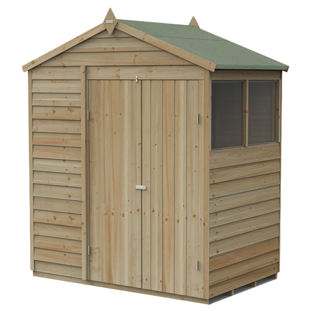 Forest Garden 4LIFE 6 x 4ft Double Door 2 Windows Apex Shed Image 1