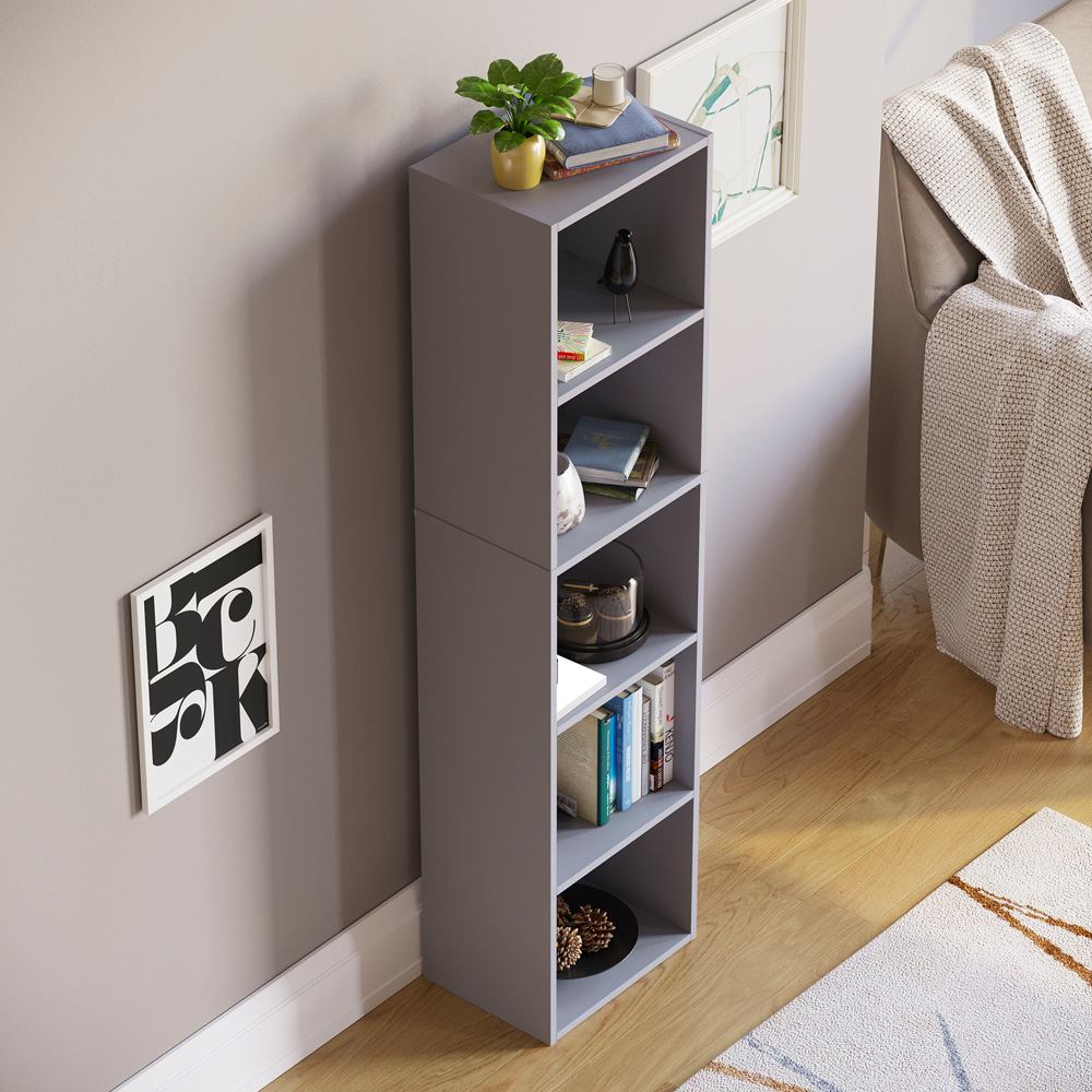 Vida Designs Oxford 5 Shelf Grey Bookcase Image 6
