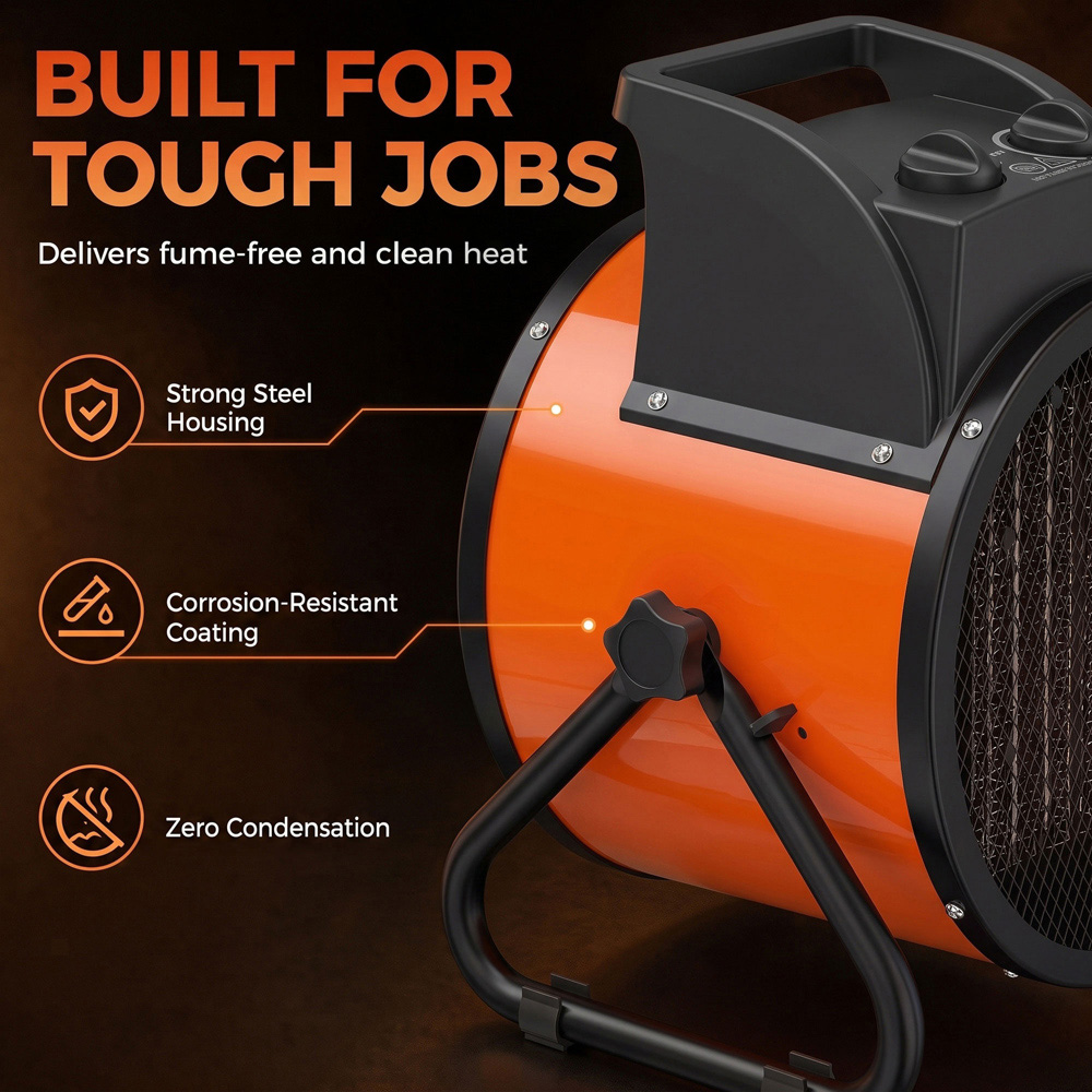 Outsunny Orange Tiltable Industrial Fan Heater with Adjustable Thermostat 17060BTU 5000W Image 5