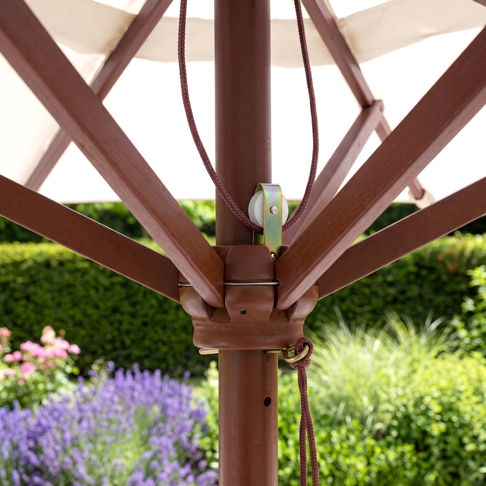 Charles Bentley Cream Wooden Parasol 2.4m Image 3