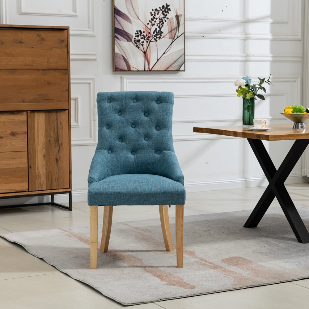 Artemis Home Ravenna Set of 2 Teal Fabric Dining Chair Image 2