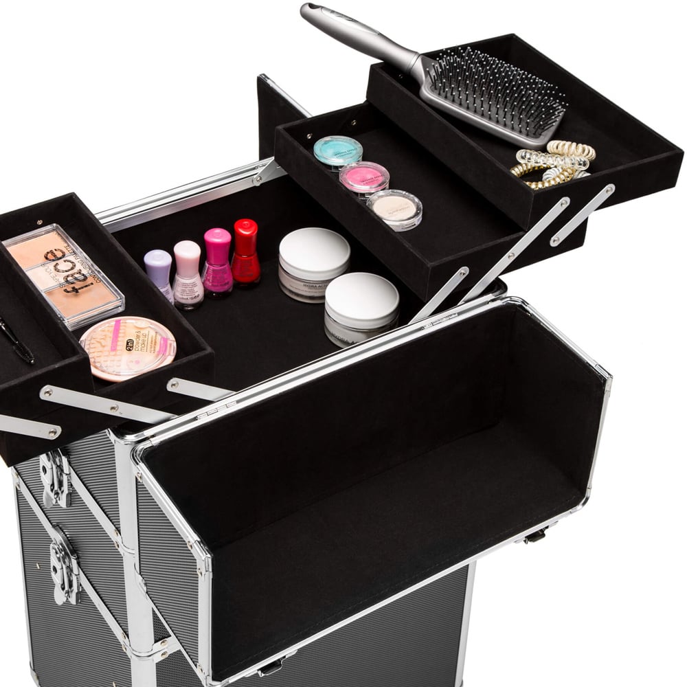 Tectake 3 Level Black Cosmetic Vanity Case 68 x 35cm Image 5