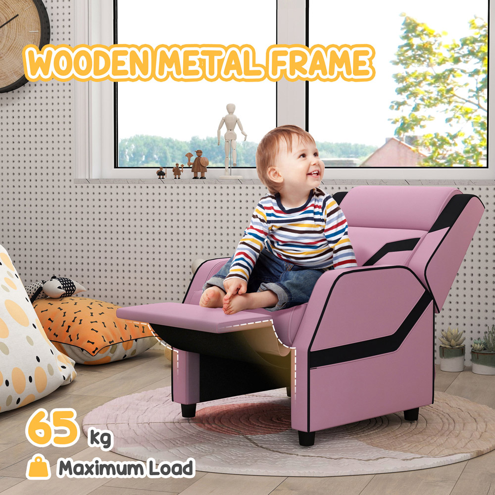 AIYAPLAY 2 in 1 Pink PU Leather Kids Recliner Image 7
