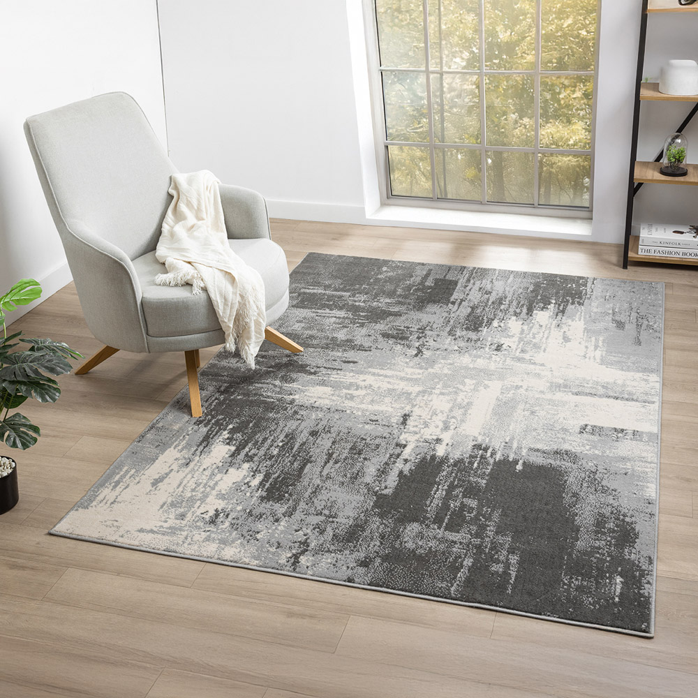 Desire Rugs Obsidian Grey Craft Abstract Rug 120 x 170cm Image 2