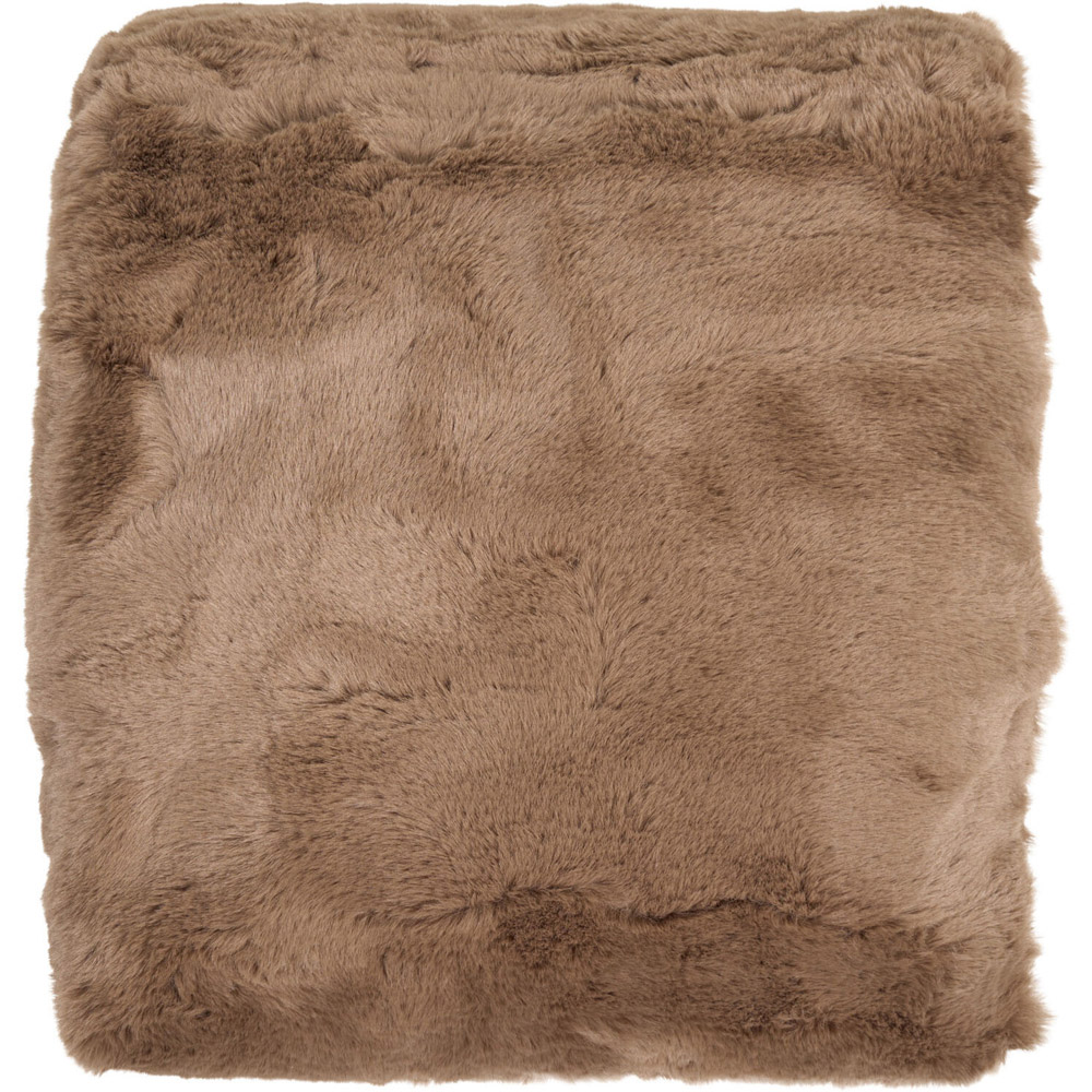 Extra Large Rabbit Faux Fur Throw Mocha Image 3