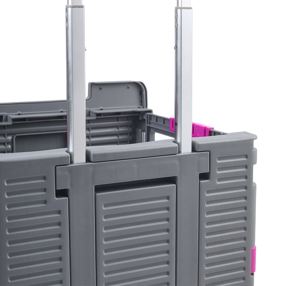 Living and Home Grey Folding Utility Cart with Magnetic Lid and Adjustable Handle 55L Image 5